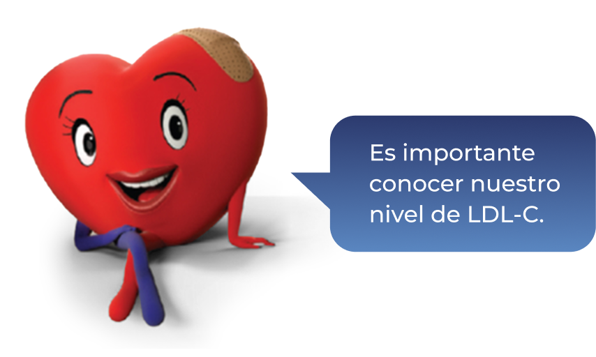 Corazón animado con texto que dice 'Es importante  conocer nuestro nivel de LDL-C