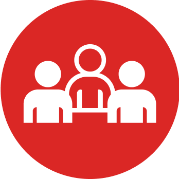 Icono rojo con 3 personas